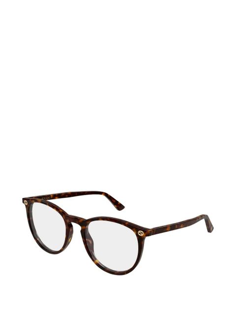 Gucci Eyewear round-frame logo-detail glasses - Brown - zdjęcie produktu nr 2
