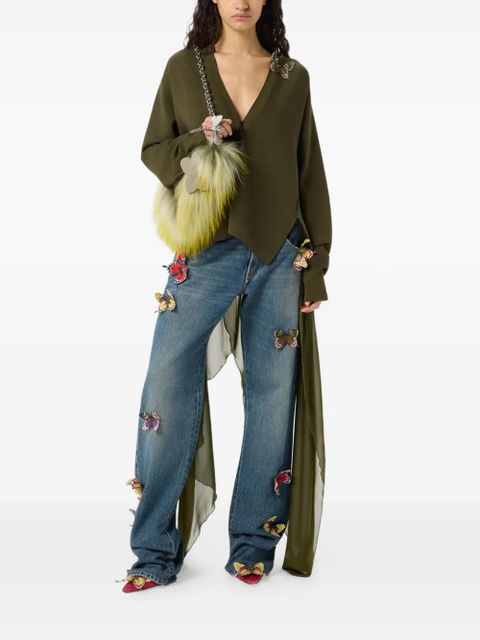 Blumarine butterfly-appliqué cardigan - Green - zdjęcie produktu nr 2