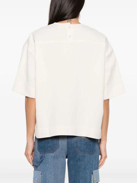 JW Anderson logo-print linen-blend T-shirt - Neutrals