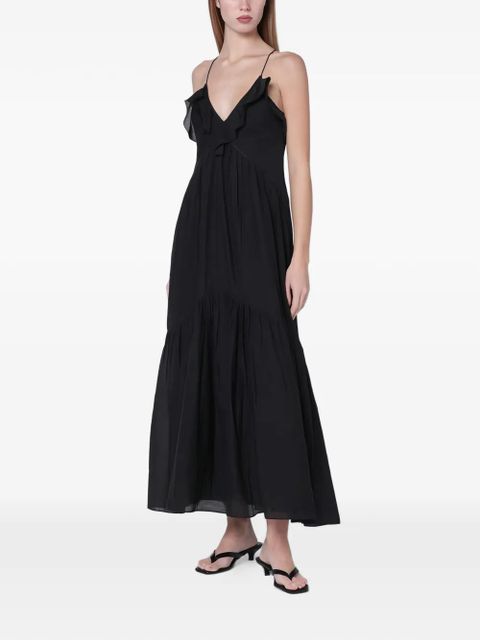 ISABEL MARANT ruffled-detail V-neck maxi dress - Black - zdjęcie produktu nr 1