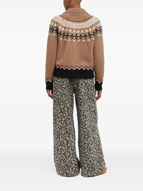 Alanui Sweet Winter fair-isle wool cardigan - Brown - zdjęcie produktu nr 2