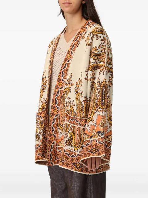 ETRO paisley-patterned belted cardigan - Neutrals