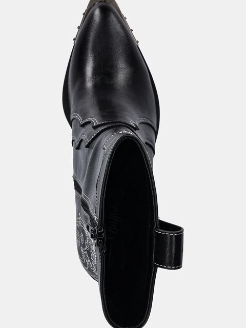 Buffalo kowbojki West Boot Mid damskie kolor czarny na słupku 1221044-BLK
