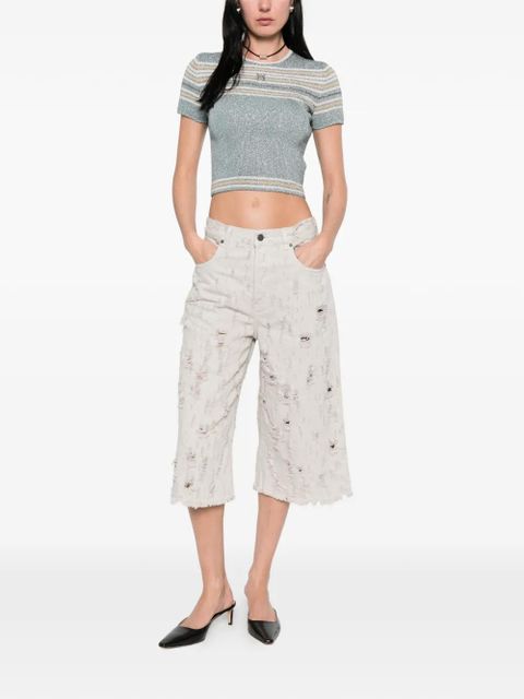 AMIRI logo-embroidered striped top - Blue - zdjęcie produktu nr 2