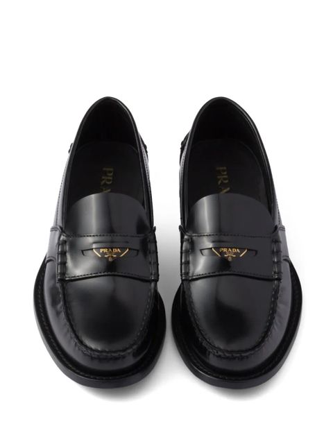 Prada brushed-leather loafers - Black