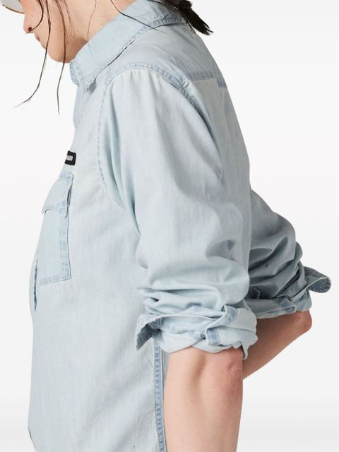 Miu Miu logo-appliqué cotton shirt - Blue