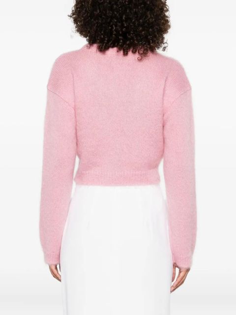 Alessandra Rich rose-embroidered button cardigan - Pink