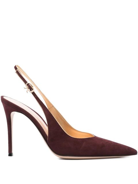 Gianvito Rossi 95mm Sling suede pumps - Brown - zdjęcie produktu nr 1