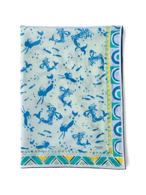 Prada printed cotton pareo - Blue - zdjęcie produktu nr 2