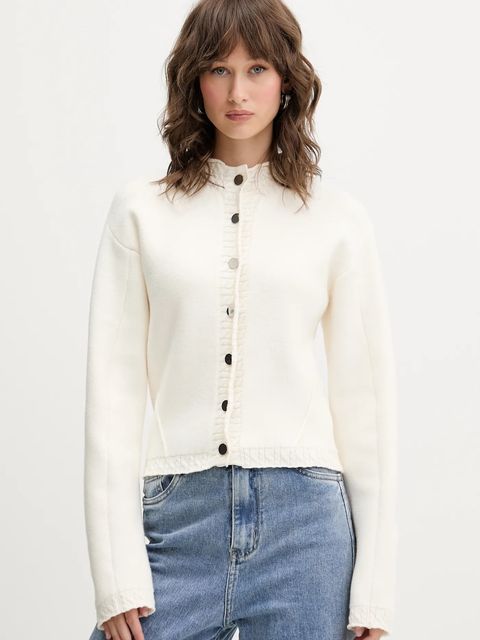 Never Fully Dressed kardigan damski kolor beżowy NFDKN676 - zdjęcie produktu nr 1