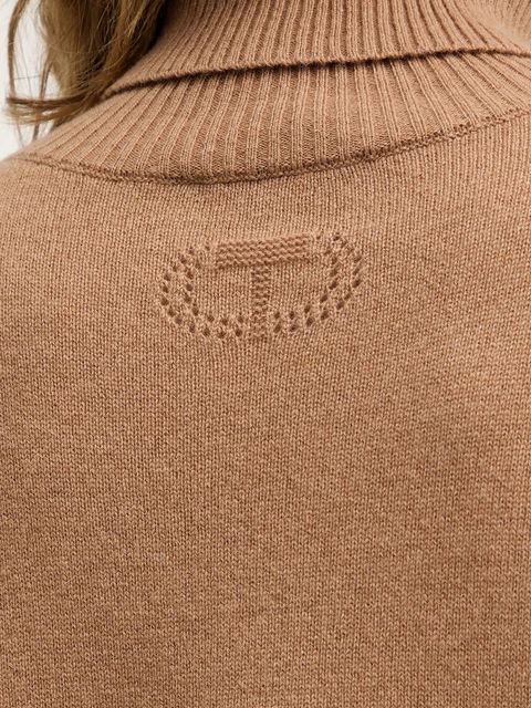 Twinset sweter kaszmirowy damski kolor brązowy lekki z golfem 252TT3533