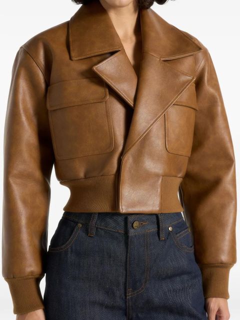 Manière De Voir Cosette lapel bomber jacket - Brown