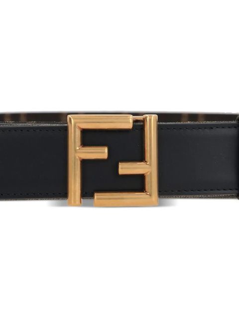 FENDI FF-logo leather belt - Black