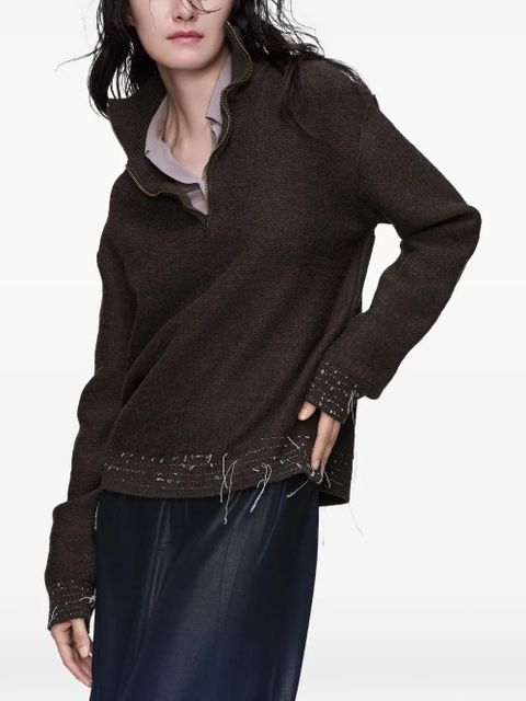 Maison Margiela wool zip sweater - Brown - zdjęcie produktu nr 2