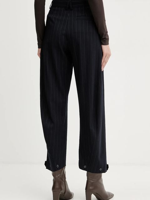 Pinko spodnie z dodatkiem wełny damskie kolor granatowy proste high waist 105707 A2QY