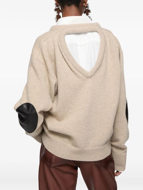 Acne Studios elbow-patch V-neck sweater - Neutrals