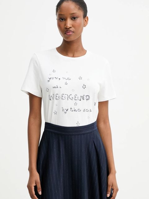 Weekend Max Mara t-shirt bawełniany ARA damski kolor biały 2525976041600 - zdjęcie produktu nr 1