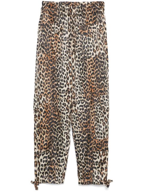 GANNI leopard-print satin trousers - Brown - zdjęcie produktu nr 1