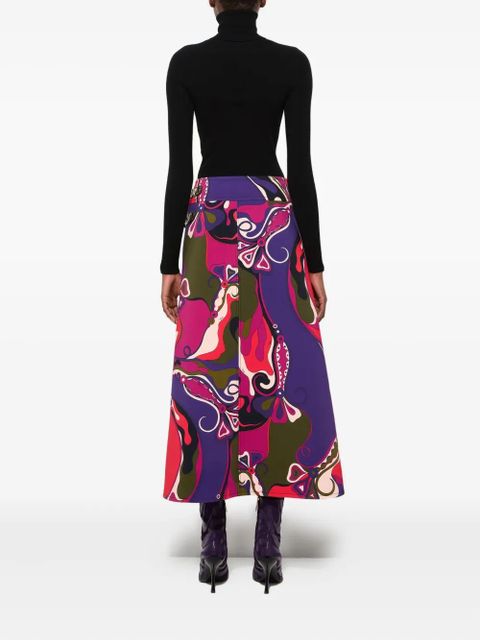 PUCCI Orchidee print buckle midi skirt - Purple