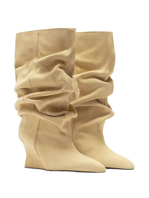 Balmain draped suede Wedge ankle boots - Neutrals - zdjęcie produktu nr 2