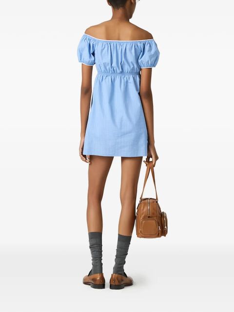 Miu Miu checked poplin mini-dress - Blue