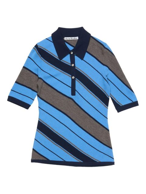 Acne Studios diagonal-stripe polo shirt - Blue - zdjęcie produktu nr 1