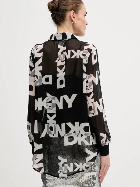 Dkny koszula damska kolor czarny relaxed z kołnierzykiem klasycznym P4RA6FXZ - zdjęcie produktu nr 2