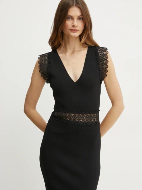 Morgan sukienka RMYA kolor czarny midi dopasowana RMYA