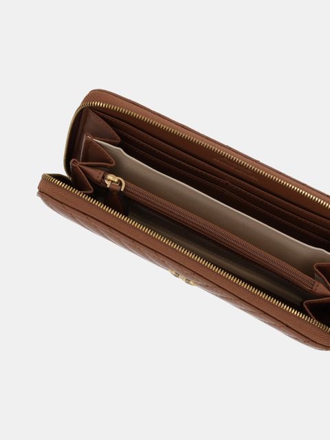 Pinko portfel skórzany damski kolor brązowy