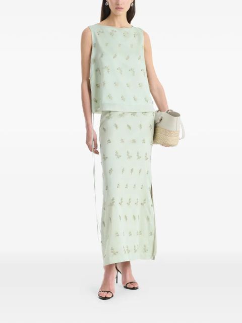 Altuzarra floral-embroidered skirt - Green - zdjęcie produktu nr 2