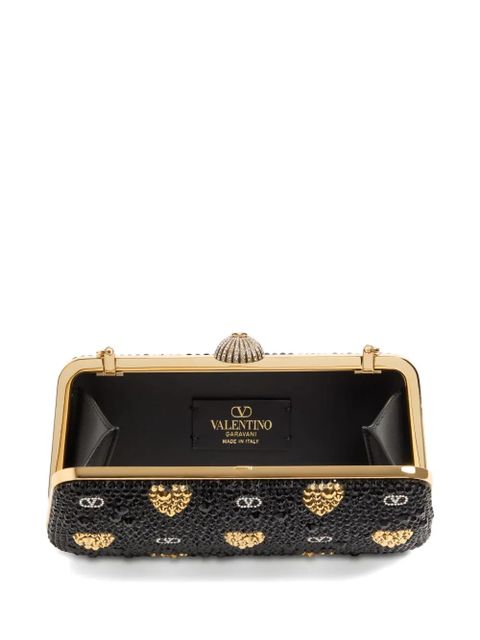 Valentino Garavani heart motif embellished clutch bag - Black