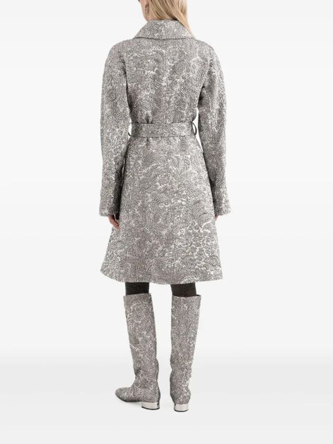 Dolce & Gabbana floral-jacquard trench coat - Silver