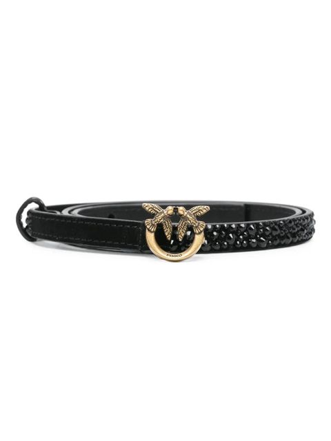 PINKO Love Birds-buckle studded leather belt - Black - zdjęcie produktu nr 1