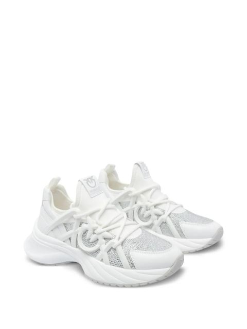 PINKO Ariel crystal-embellished lace-up sneakers - White