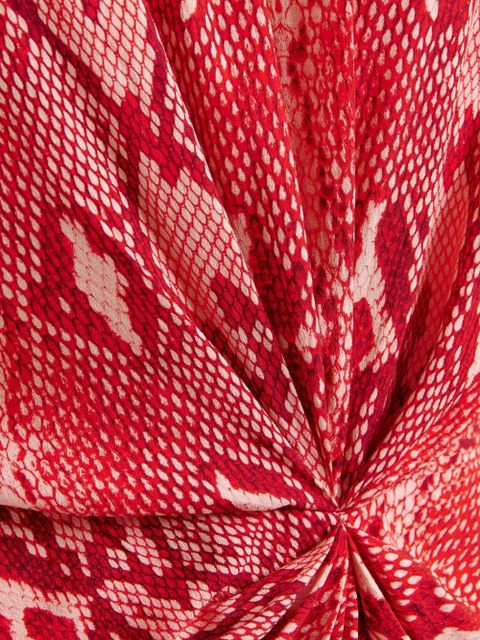 Essentiel Antwerp snake-print draped asymmetric dress - Red