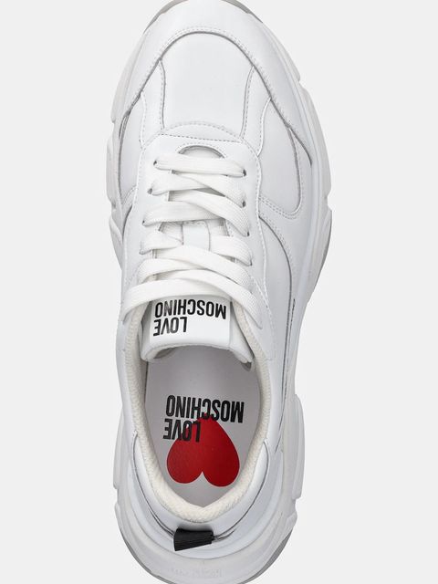 Love Moschino sneakersy skórzane damskie kolor biały JA15246G1NIA0100