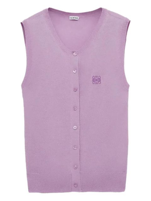 LOEWE buttoned logo-embroidered vest - Pink - zdjęcie produktu nr 1