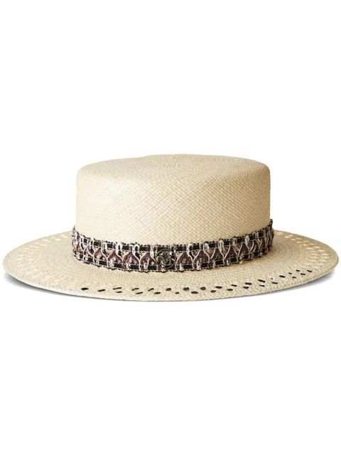 Maison Michel Kiki straw canotier hat - Neutrals - zdjęcie produktu nr 1