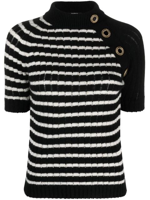 Balmain striped cashmere-blend top - Black - zdjęcie produktu nr 1