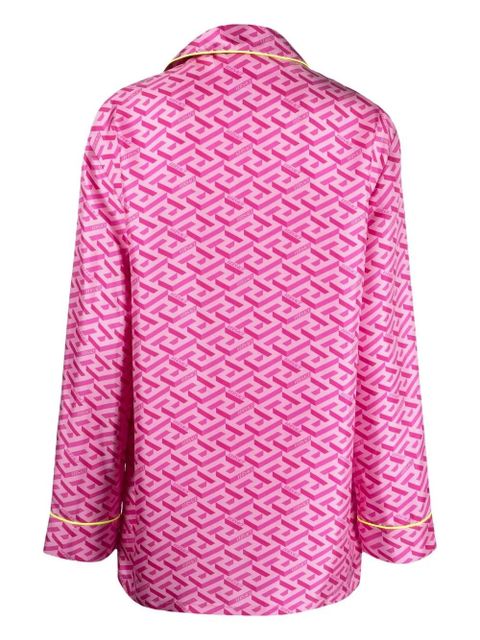 Versace monogram silk pajama top - Pink