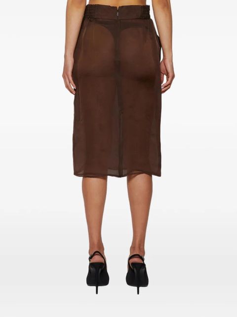 Saint Laurent sheer pocket skirt - Brown