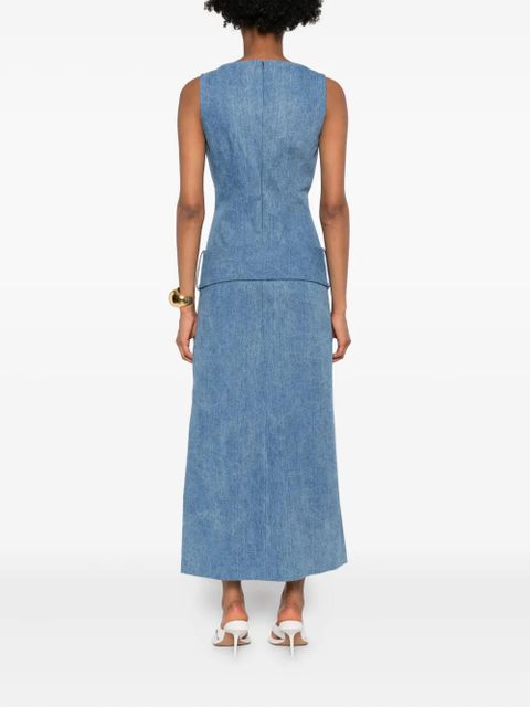 Rowen Rose belted denim midi dress - Blue