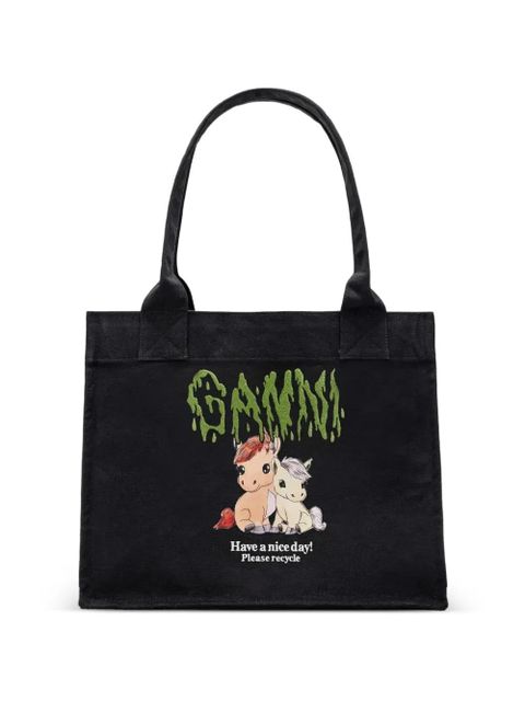 GANNI pony print shopper - Black - zdjęcie produktu nr 1