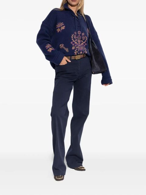 ETRO lace-up embroidered sweater - B0065 BLUE - zdjęcie produktu nr 2