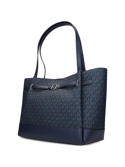 Michael Kors large Reed monogram-pattern logo-plaque shoulder bag - Blue