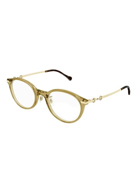 Gucci Eyewear Horsebit round glasses - Yellow - zdjęcie produktu nr 2