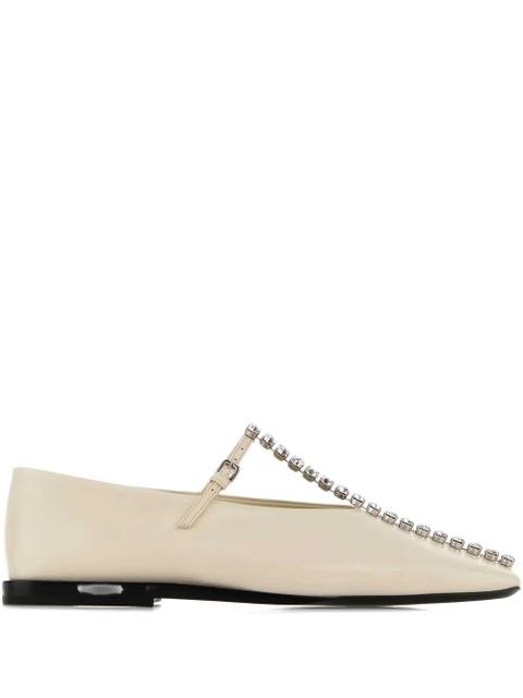 Jil Sander crystal-embellished leather ballerinas - Neutrals - zdjęcie produktu nr 1