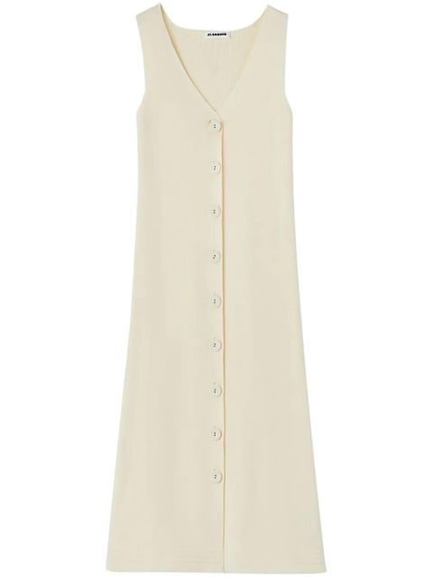 Jil Sander V-neck ribbed midi dress - White - zdjęcie produktu nr 1