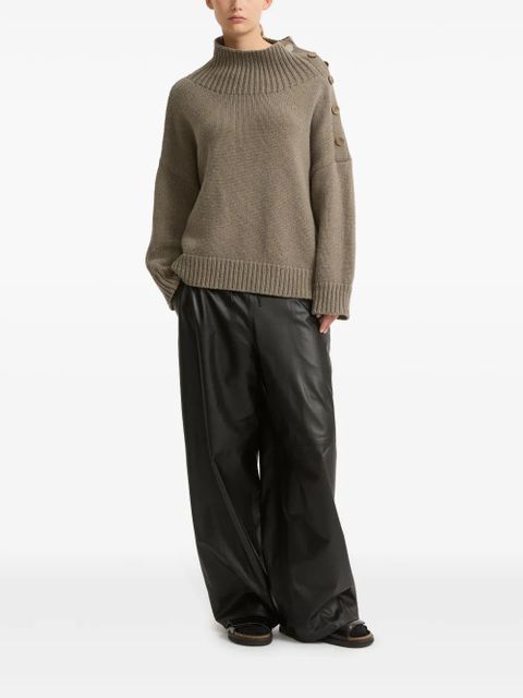 Yves Salomon leather wide-leg trousers - Black - zdjęcie produktu nr 2