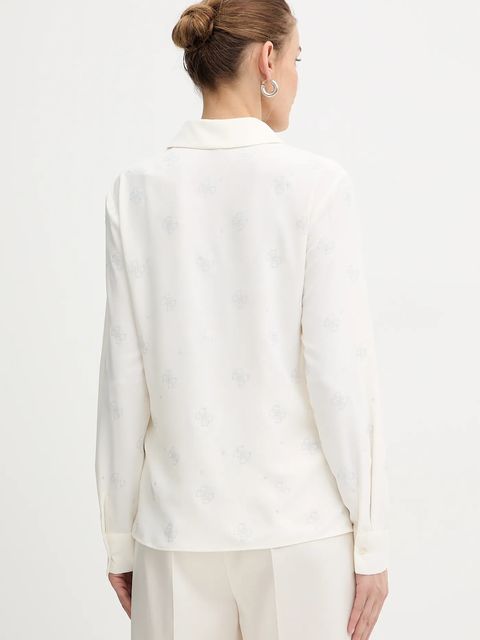 Guess koszula damska kolor beżowy regular z kołnierzykiem klasycznym W5BH80 W2982